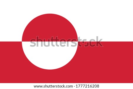 Greenland flag vector graphic. Rectangle Greenlander flag illustration. Greenland country flag is a symbol of freedom, patriotism and independence.