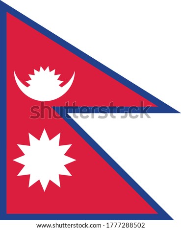 Nepal flag vector graphic. Rectangle Nepalese flag illustration. Nepal country flag is a symbol of freedom, patriotism and independence.