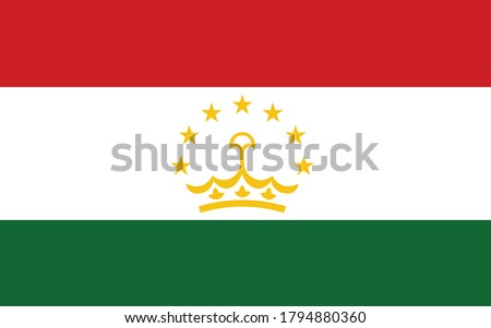 Tajikistan flag vector graphic. Rectangle Tajikistani flag illustration. Tajikistan country flag is a symbol of freedom, patriotism and independence.