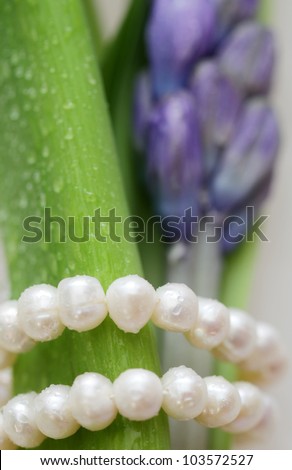 violet flower with pearls. Flowers for the Bride.