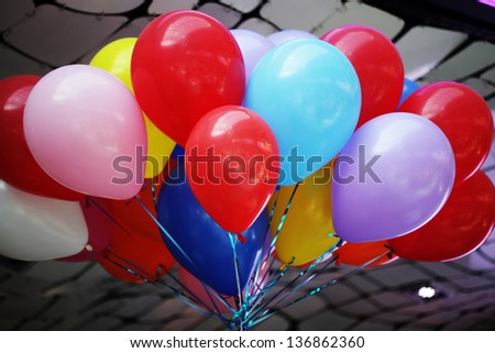 Colorful balloons  - red, yellow, blue, pink