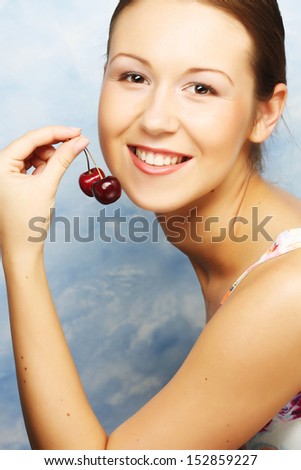 woman with cherries
