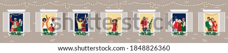 Similar – Image, Stock Photo Illustrator during the Christmas painting of a window pane