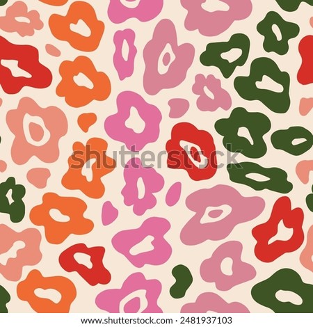 Groovy contemporary psychedelic flowers or animal leopard pattern