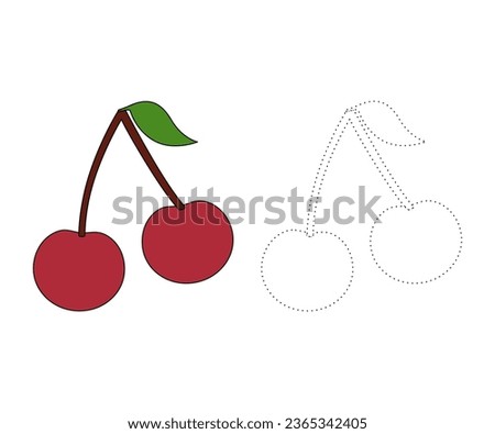 lychee. Trace and color for children, coloring page or book, lychee vector illustration. Isolated white background. Foto stock © 