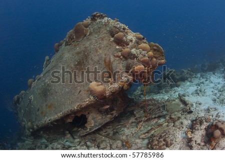 The La Machaca wreck in front of Captain Don\'s Habitat in Bonaire, Netherlands Antilles.