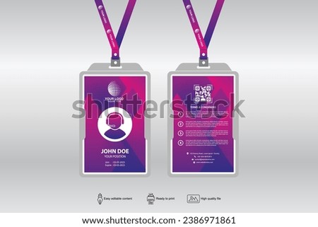 id badge design template with abstract background, id card two sides template