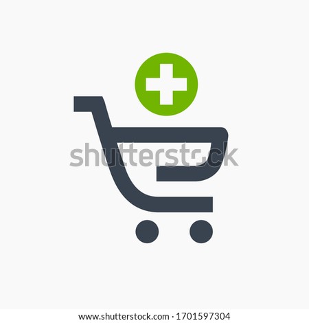 Shopping filled cart line vector minimalistic icon. Commerce symbol. Supermarket cart plus sign icon for web design. Modern flat sale icon for app design. Store buy sign minimal flat linear icons