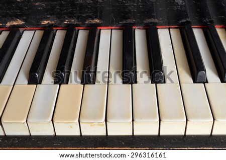 vintage piano keyboard with ivory keys