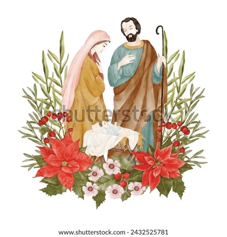 Birth of Jesus Christ Mary and Joseph ner the manger 