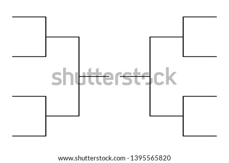 Simple black tournament bracket template for 8 teams isolated on white