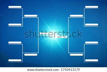 Tournament bracket template for 8 teams on bright blue background