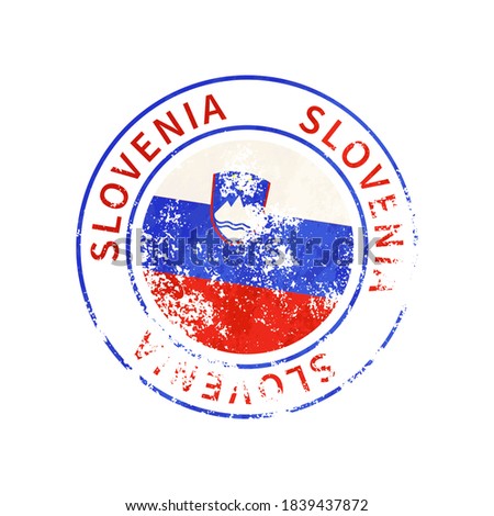 Slovenia sign, vintage grunge imprint with flag isolated on white