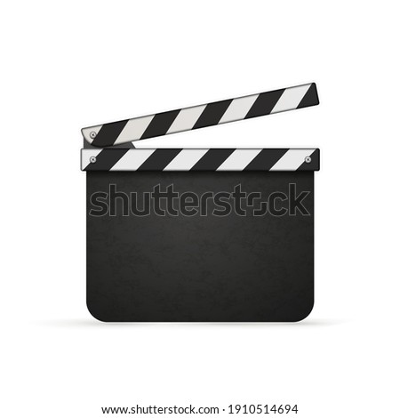 Detailed realistic movie clapper with copy space isolated on white background