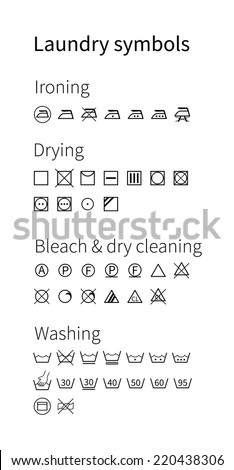Laundry symbols. Icons isolated on white.