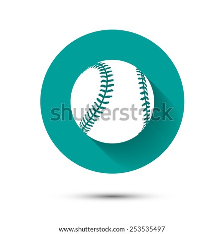 Baseball icon on green background with long shadow