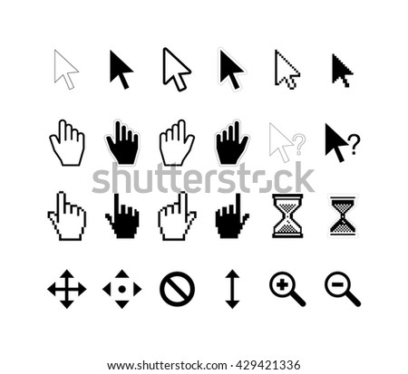 Large set of computer arrow cursors isolated on white