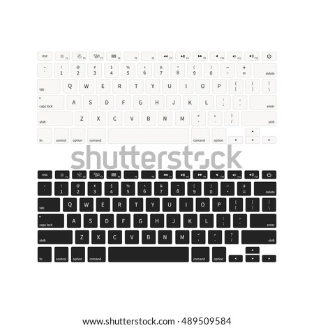 Set of laptop keyboards in different colours isolated on white