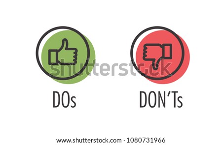 Do and Don't or Like & Unlike Icons with Positive and Negative Symbols