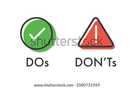 Do and Don't or Good and Bad Icons w Positive and Negative Symbols Foto d'archivio © 