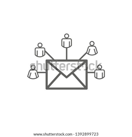 Email marketing campaigns icon w  envelope being sent to multiple recipients