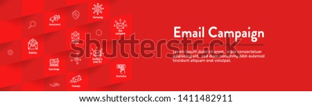 Email marketing campaigns icon set and web header banner