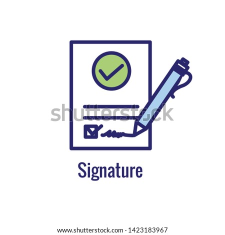 Approval and Signature Icon with approved imagery - to show someone's given the go ahead