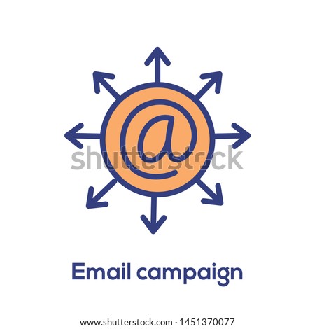 Email marketing campaigns icon with  envelope being sent to multiple recipients