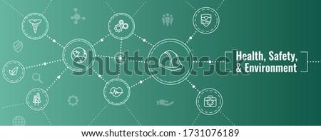 Health Safety and Environment Icon Set and Web Header Banner Photo stock © 