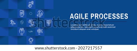 Agile Scrum Process, development icon set web header banner