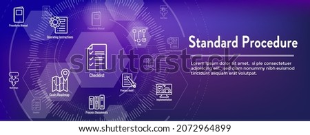 Standard Procedures Operating a Business - Manual, Steps, and Implementation including outline icon sop web header banner