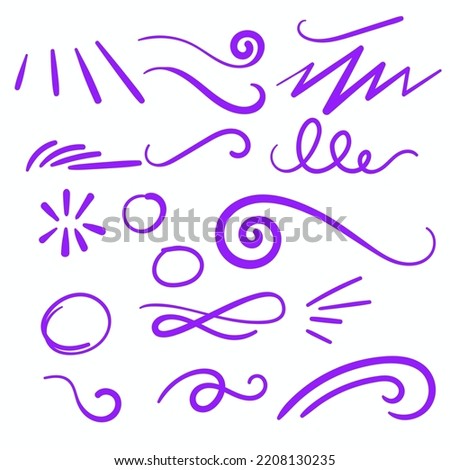 Purple Swirls Swoosh Vector Hand Drawn Highlighter Accent Line Work
