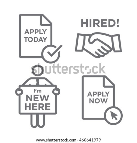 Apply and Hired Outline Icons with Person