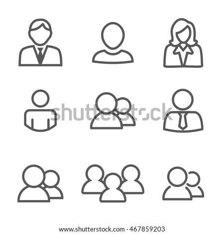 Standard User Icon Set with Men, Women, and Multiple People