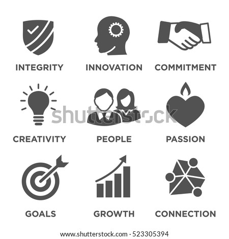 Company Core Values Solid Icons for Websites or Infographics
