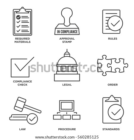 In Compliance Icon Set - Outline with Legal and Procedural