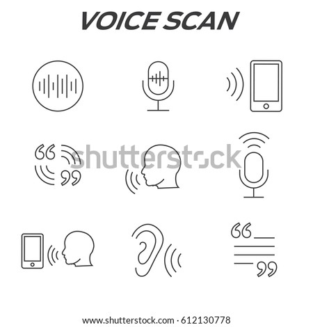 Voiceover or Voice Command Icon with Sound Wave Images Set