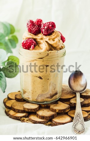 Similar – Foto Bild Himbeer Nicecream im Glas mit Löffel