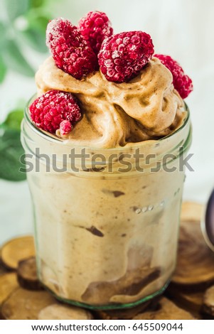 Similar – Foto Bild Himbeer Nicecream im Glas mit Löffel