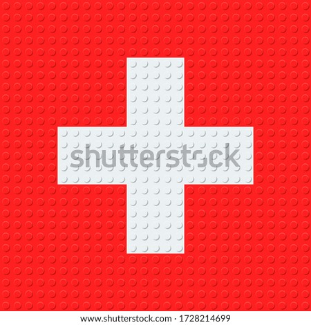 Switzerland Flag from plastic building bricks blocks toy. Vector illustration.
