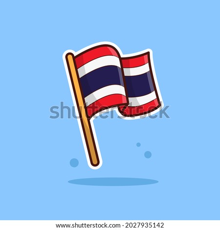 Thailand National Flag Cartoon Vector Illustration. Good Used for Sticker, Logo, Icon, Clipart, Etc - EPS 10 Vector