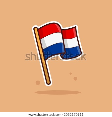 Netherland National Flag Cartoon Vector Illustration. Good Used for Sticker, Logo, Icon, Clipart, Etc - EPS 10 Vector
