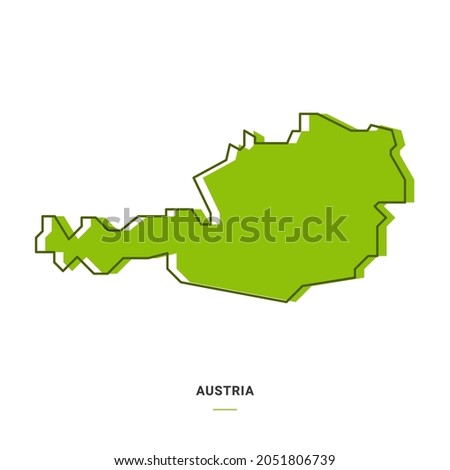 Austria Outline Map with Green Colour. Modern Simple Line Cartoon Design - EPS 10 Vector
