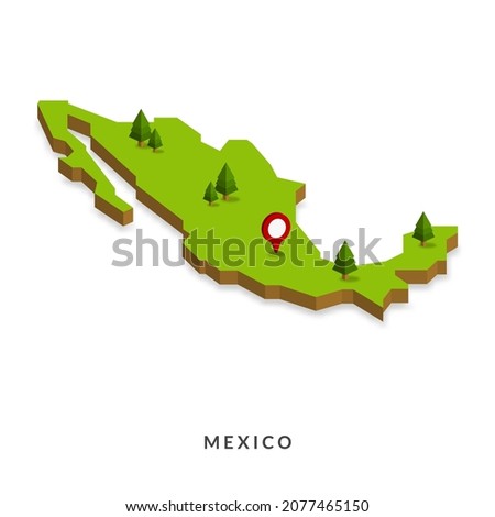 Isometric Map of Mexico. Simple 3D Map. Vector Illustration - EPS 10 Vector