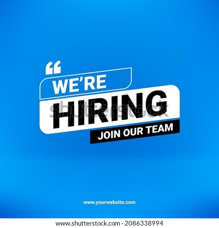 We're Hiring Banner Template. Business Recruiting Concept. Open Vacancy Design Template with Blue Colour - EPS 10 Vector Foto stock © 