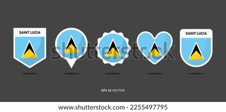 Saint Lucia Set Vector Illustration. Good Used for Sticker, Logo, Icon, Clipart, Etc - EPS 10 Vector