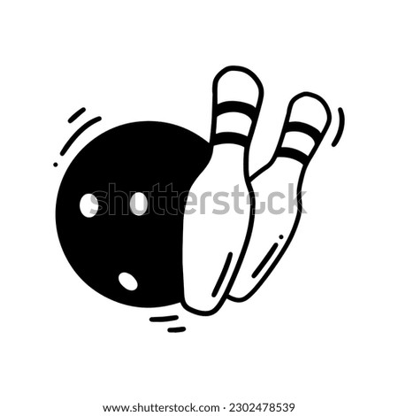 Hand Drawn Bowling Illustration. Doodle Vector. Isolated on White Background - EPS 10 Vector