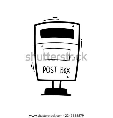 Hand Drawn Post Box Illustration. Doodle Vector. Isolated on White Background - EPS 10 Vector