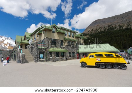 Jasper National Park, Canada - June 24, 2008: The Columbia Icefield Glacier Discovery Centre along the Athabasca Glacier in Jasper National Park.