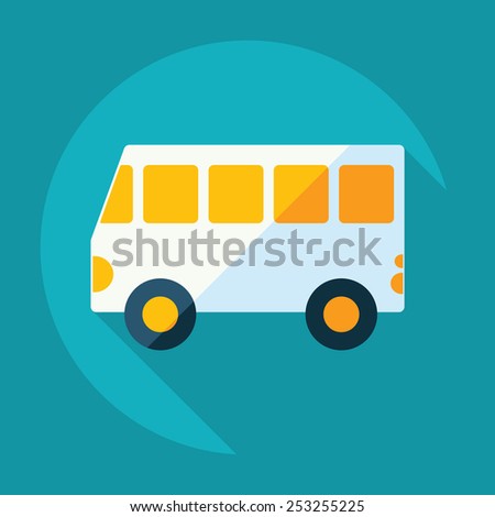 Flat modern design with shadow, bus, public transportation